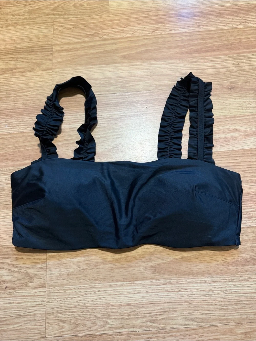 NWT Aerie Ruffle Bikini Top Black Size Large